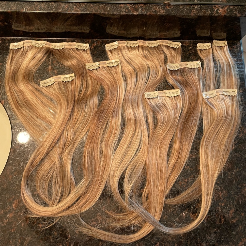 Real hair clip in extensions blonde